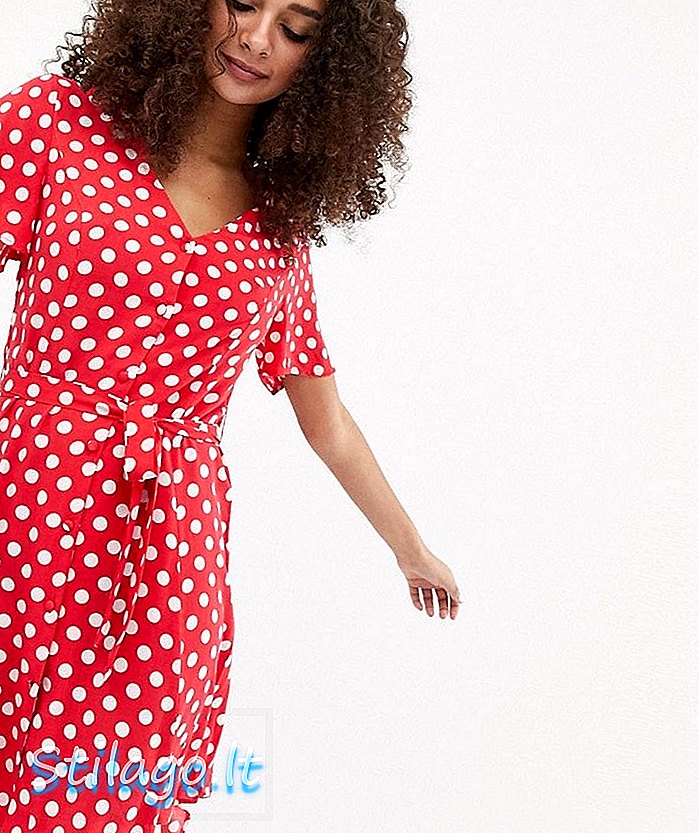 Brave Soul botón de minnie a través del vestido de té en rojo spot