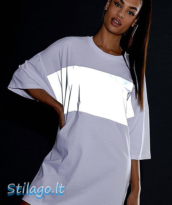 Gaun t-shirt ASOS DESIGN dengan panel reflektif-Putih