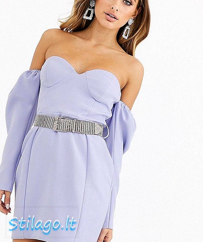 Missguided - Peace and Love - Mini-robe avec ceinture style corset bardot - Lilas-Violet