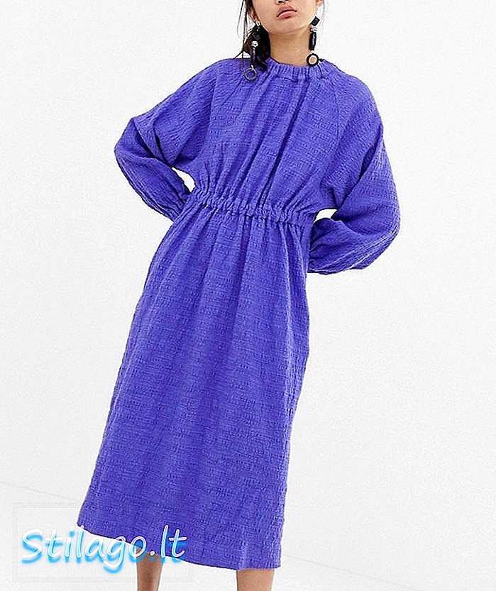 „ASOS WHITE“ tekstūruota suknelė iš kaklo-violetinė