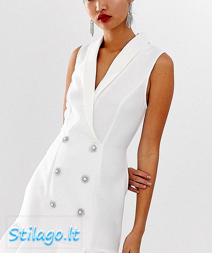 Tux haljina River Island s peplumom u bijelo-krem