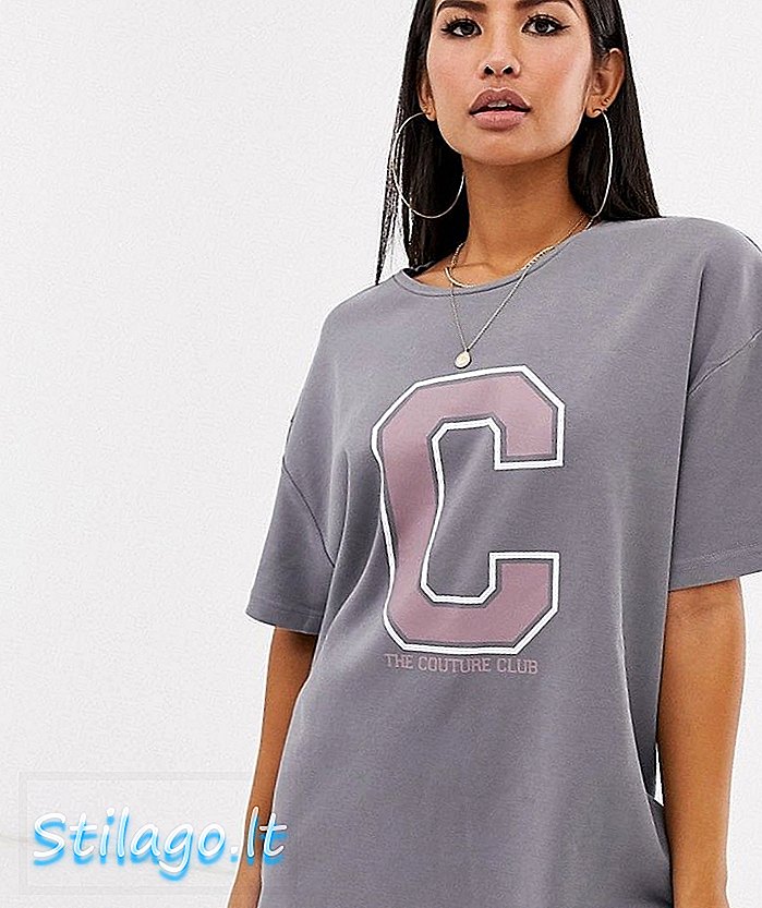 Couture Club vestido oversized t-shirt-Cinza