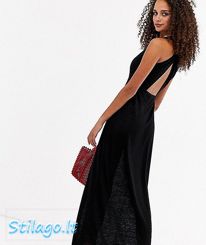 „ASOS DESIGN“ sukniota nugara liekna maxi suknelė - juoda