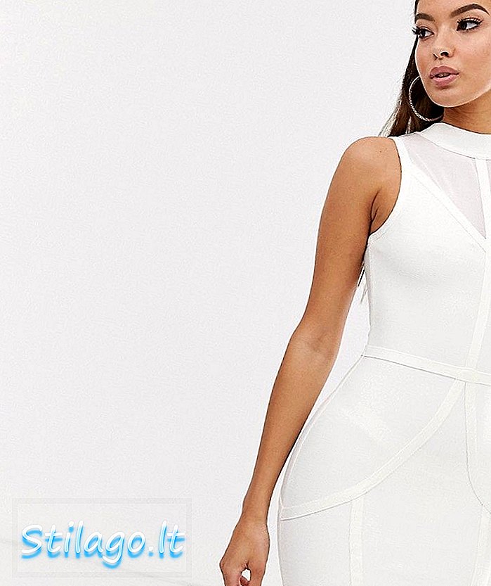 „Girlcode“ aukšto kaklo tvarsčio suknelė balta