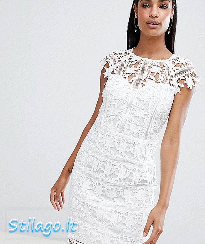 Lipsy crochet lace shift dress-Putih