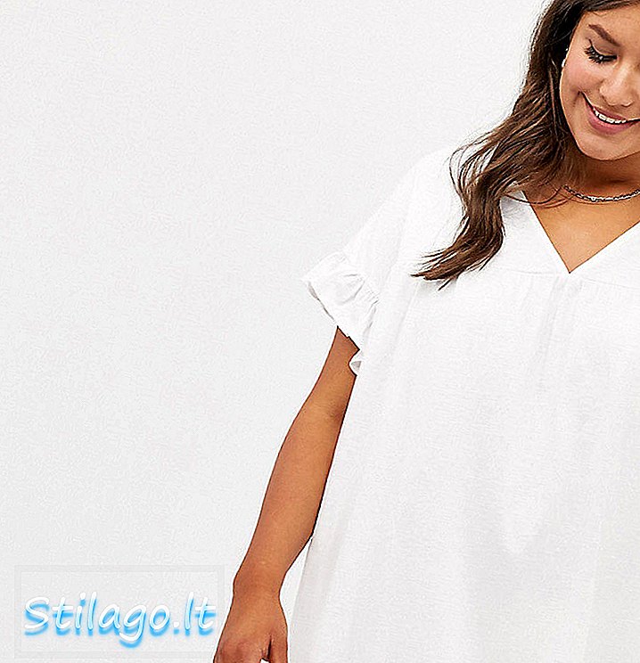 ASOS DESIGN Curva mini vestido de blusa de algodão reversível - Branco