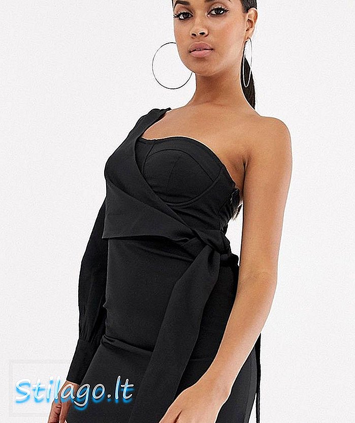 4th + Reckless mini-jurk met overslag en strik in zwart