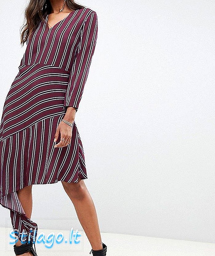 Y.A.S stripe midi kjole med asymmetrisk hem-Multi