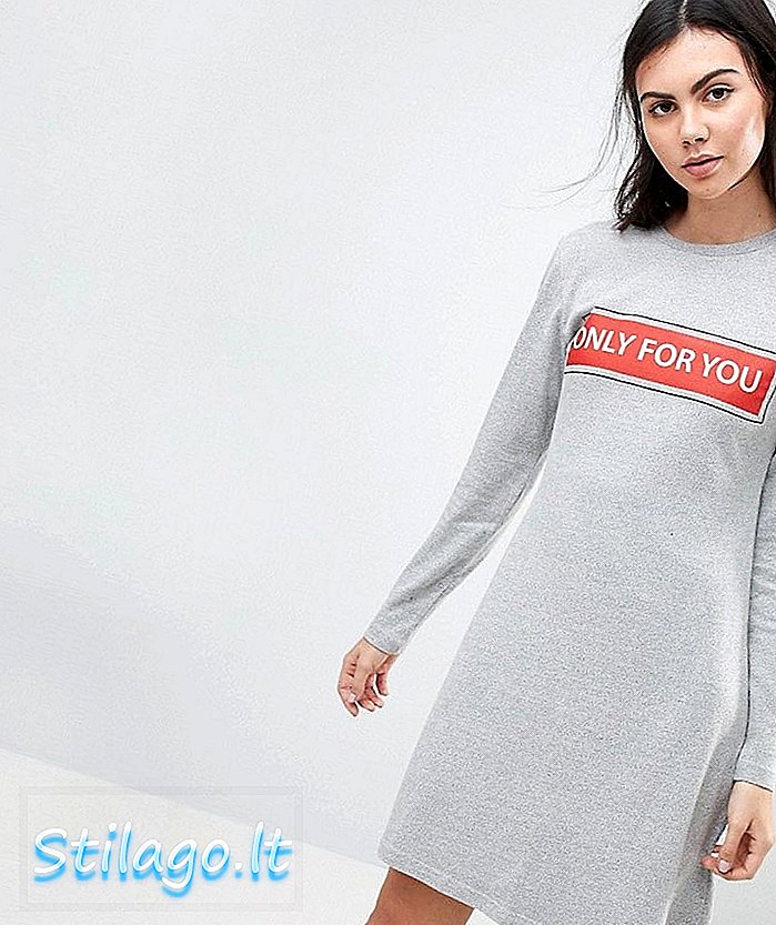 Kubban Print foran T-shirt Kjole-grå