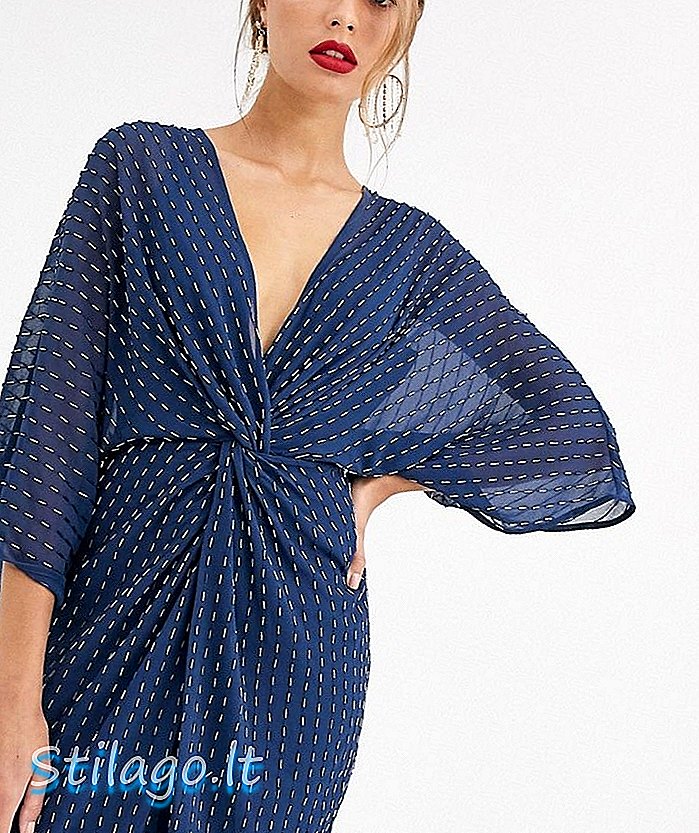 Міні-плаття кімоно ASOS DESIGN в лінійних блискітках-темно-синій