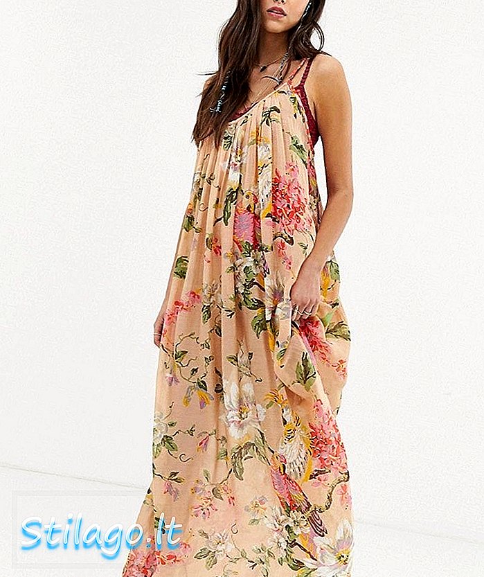 Aratta maxi cami-klänning med överdimensionerad blommorosa