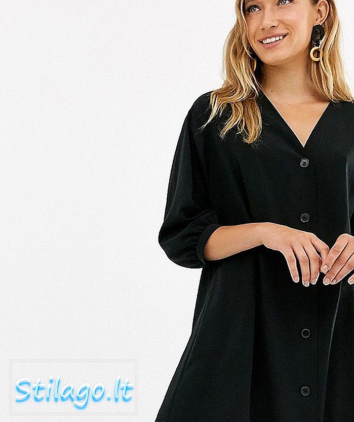 Monki - Mini robe smockée à col en V et bouton