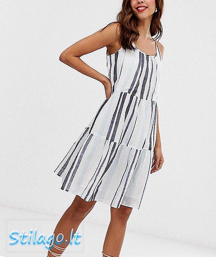 Vero Moda skulder frill stripe mini kjole-Multi