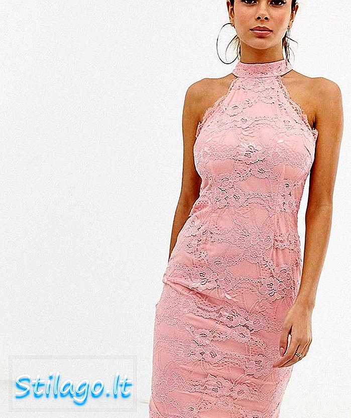 Sukienka midi z odkrytymi ramionami AX Paris-Pink