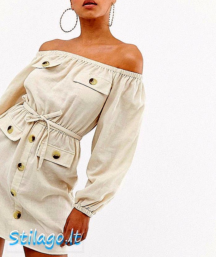 ASOS DESIGN - Mini-robe utilitaire à épaules dénudées avec poche - Crème