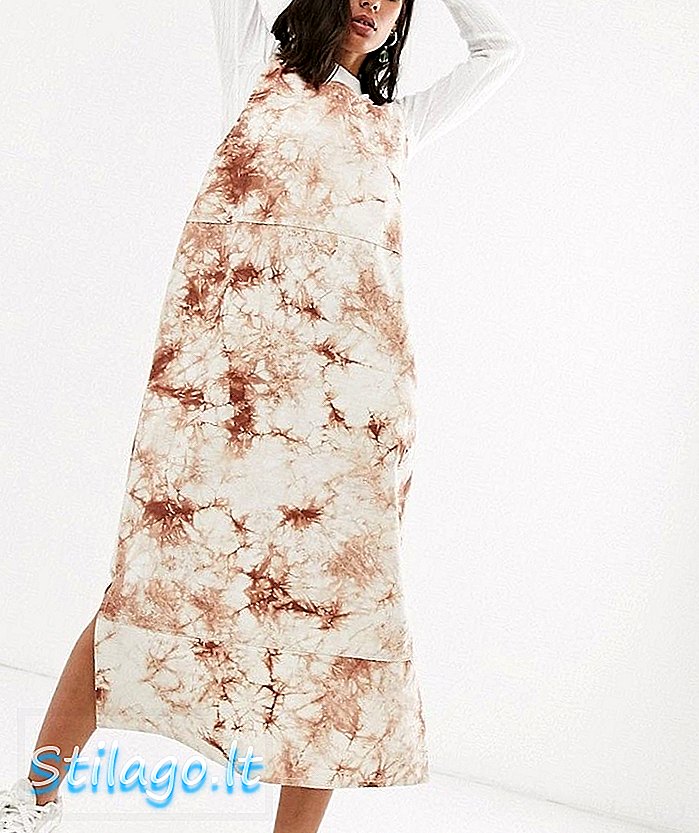 Hosbjerg ærmeløs midi-kjole i marmorprint denim-Beige