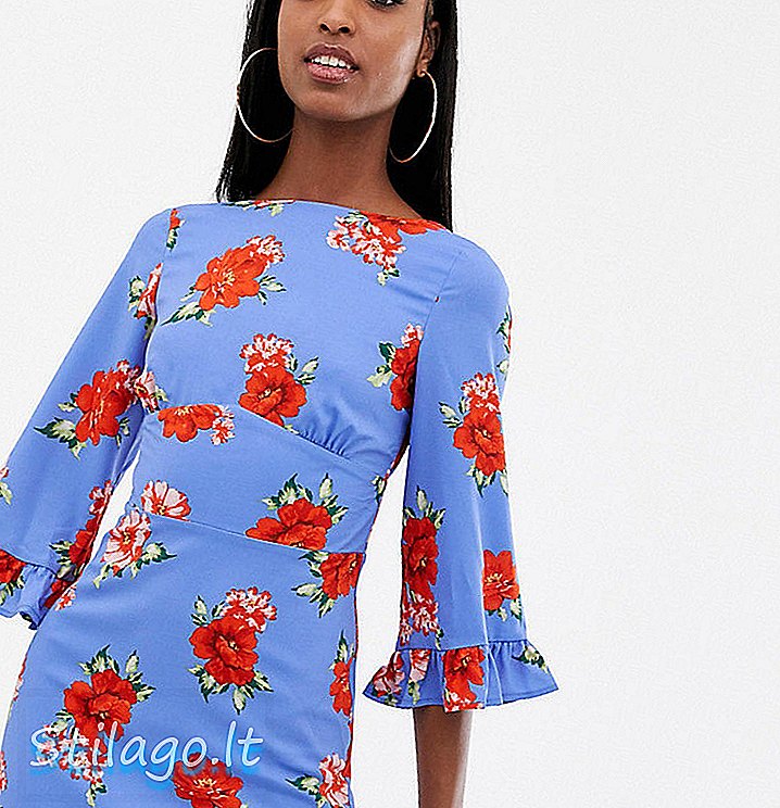 Čajna haljina Fashion Union Tall midi u cvjetno-plavoj boji