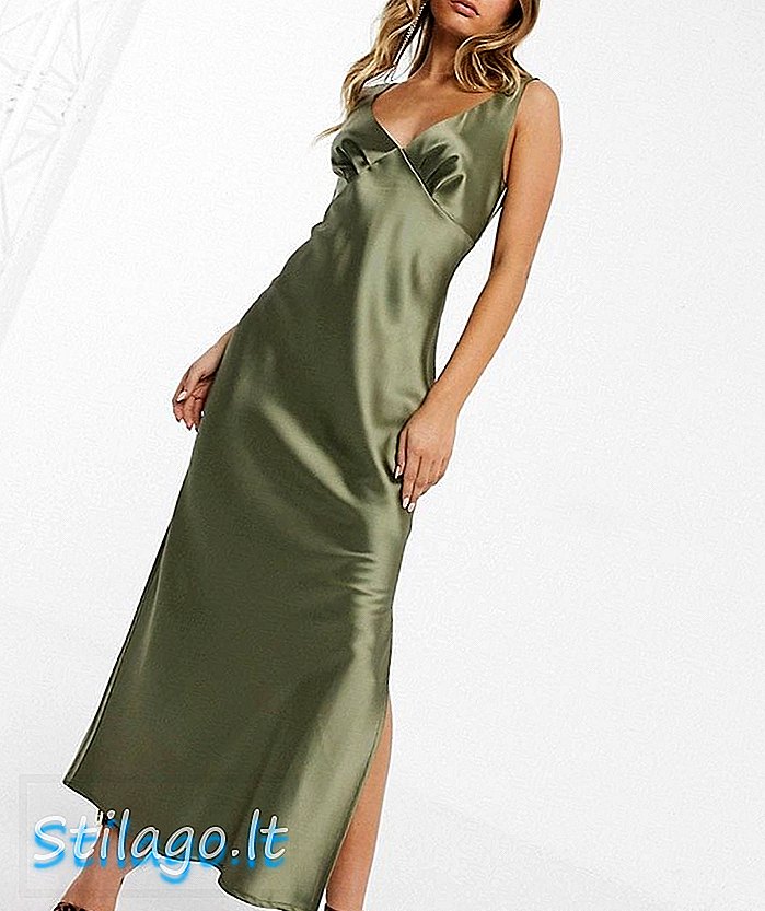 „ASOS DESIGN“ satino šališkumo midi cami slip suknelė-žalia