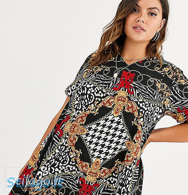 AX Paris Plus bufanda estampado animal con cuello en v swing vestido-Multi