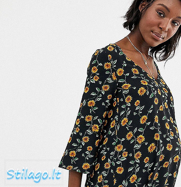 Wild Honey Maternity swing kjole i solsikkeprint-sort
