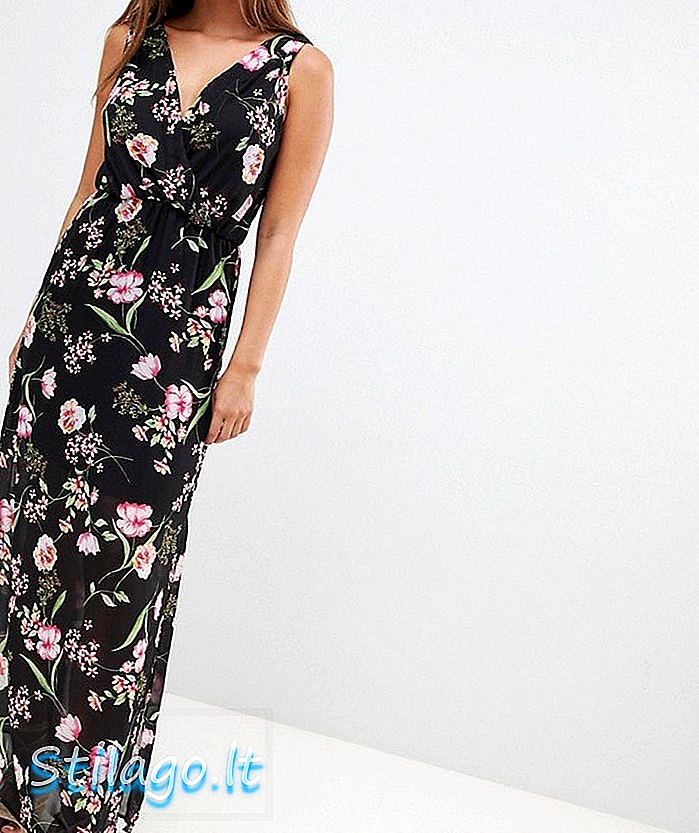 Gilli mouwloze maxi-jurk met bloemenprint-Zwart