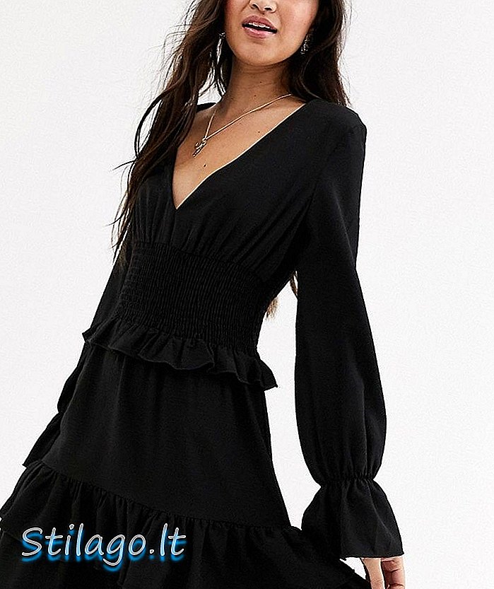 Outrageous Fortune mini-jurk met gesmokte taille in zwart