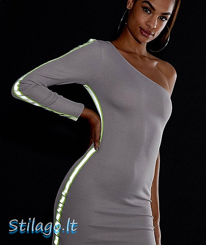 प्रतिबिंबित टेप-ब्लॅकसह एएसओएस डिझाईन एक खांदा बॉडीकॉन ड्रेस