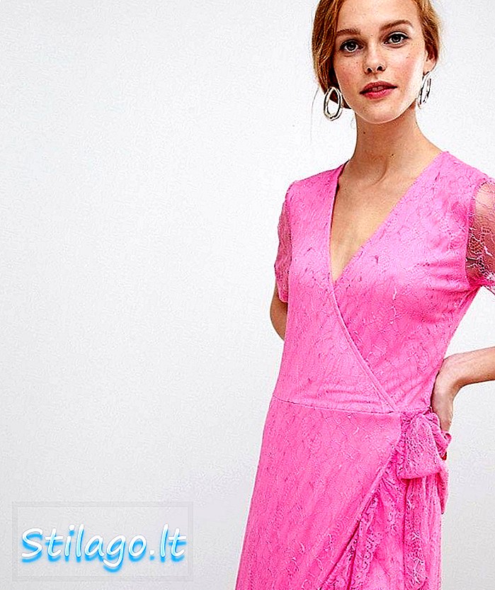 mByM mesh faux wrap kjole-rosa