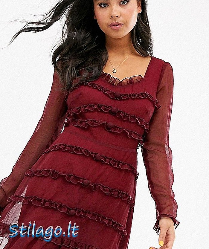 Το μίνι φόρεμα της East Order lucien frill-Κόκκινο