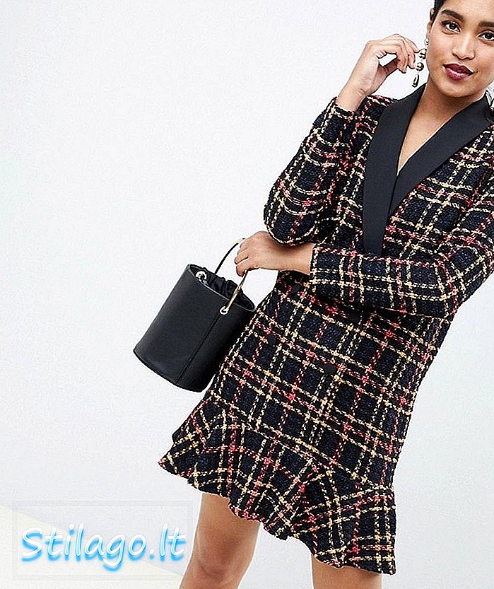 ASOS DESIGN - Mini robe de smoking à ourlet pointu en boucle-Multi