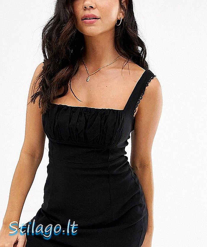 Skylar Rose 90's mini-jurk met vierkante hals - Zwart