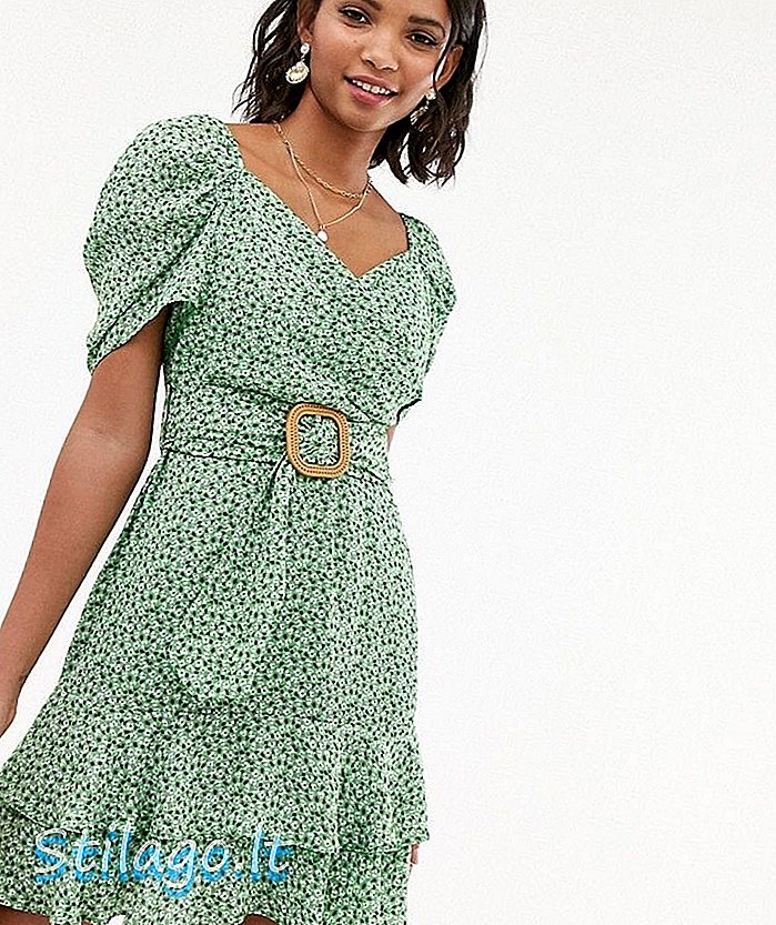 ASOS DESIGN - Mini robe portefeuille à double couche avec imprimé floral délicat et ceinture - Multi