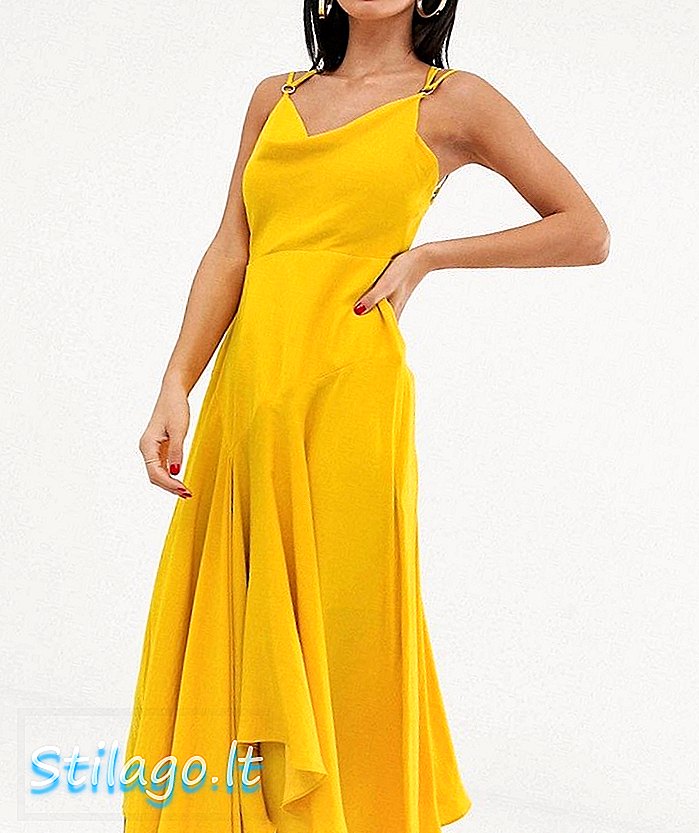Forever Νέο λαιμόκοψη φόρεμα με μεσαίους λαιμόκοψη σε κίτρινο χρώμα