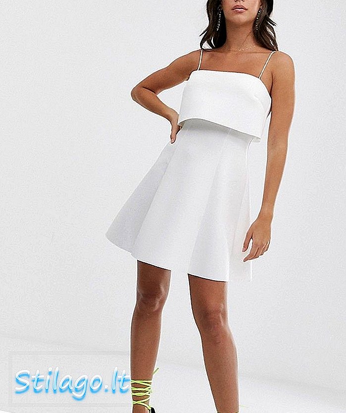 ASOS DESIGN Μίνι φόρεμα με ψηλό φούτερ με φούστα-Λευκό