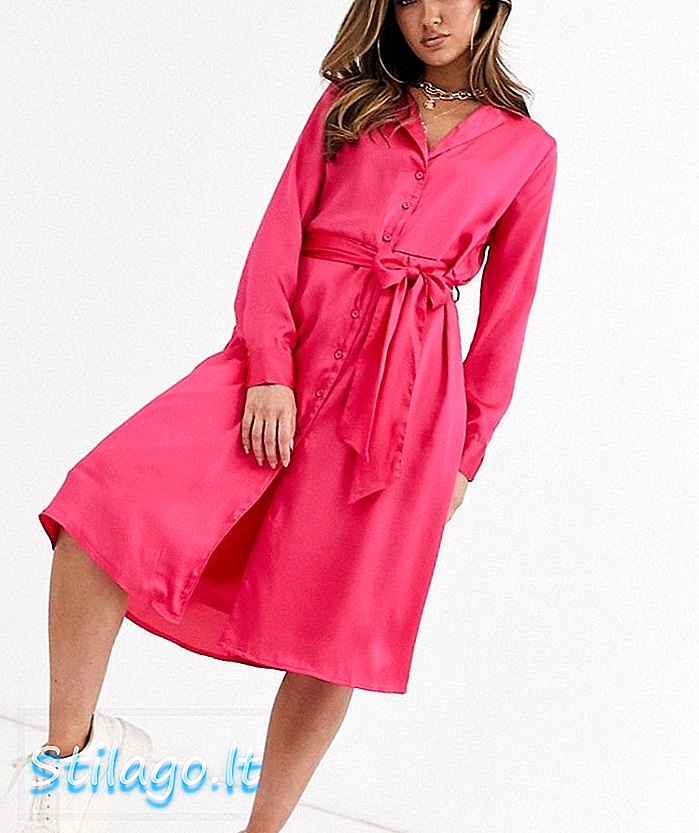 NA-KD атласное платье неоново-розового цвета