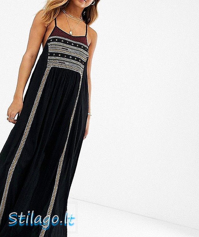 Raga Moonlight V Maroku vyšívané šaty Maxi-Black