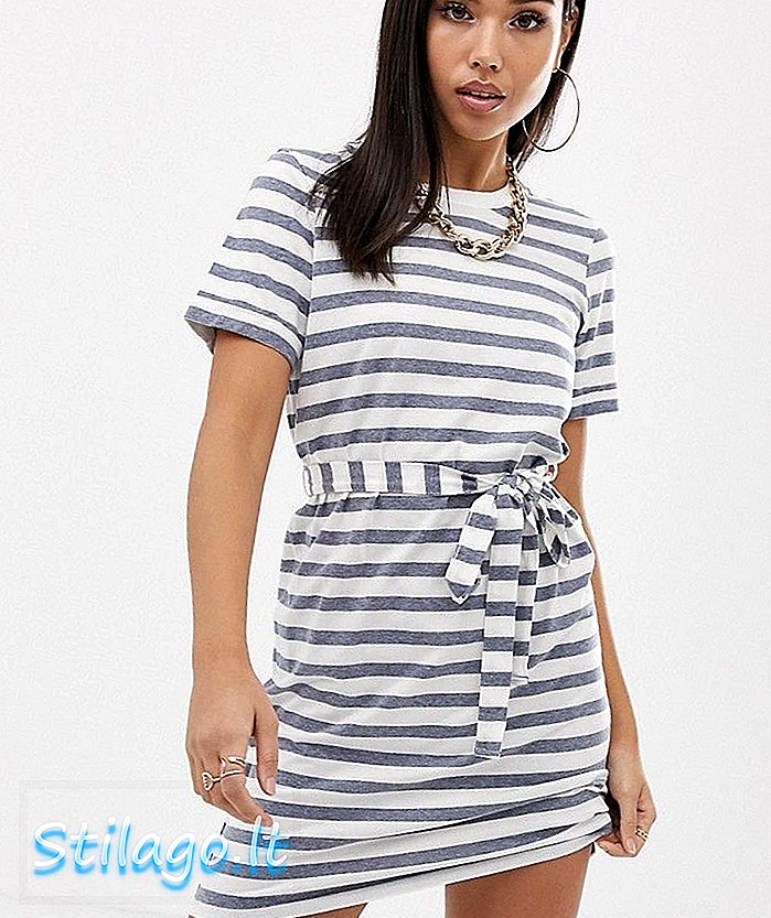 ASOS DESIGN Mini T-Shirt Kleid in kräftigen Streifen mit Gürtel-Multi