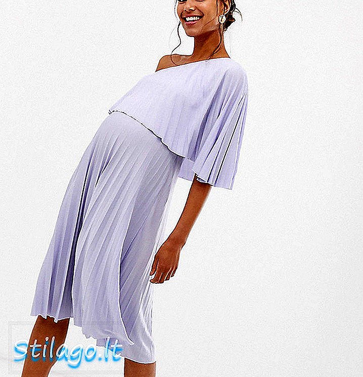 ASOS DESIGN майчинство Едно рамо с плисирана миди рокля-лилаво
