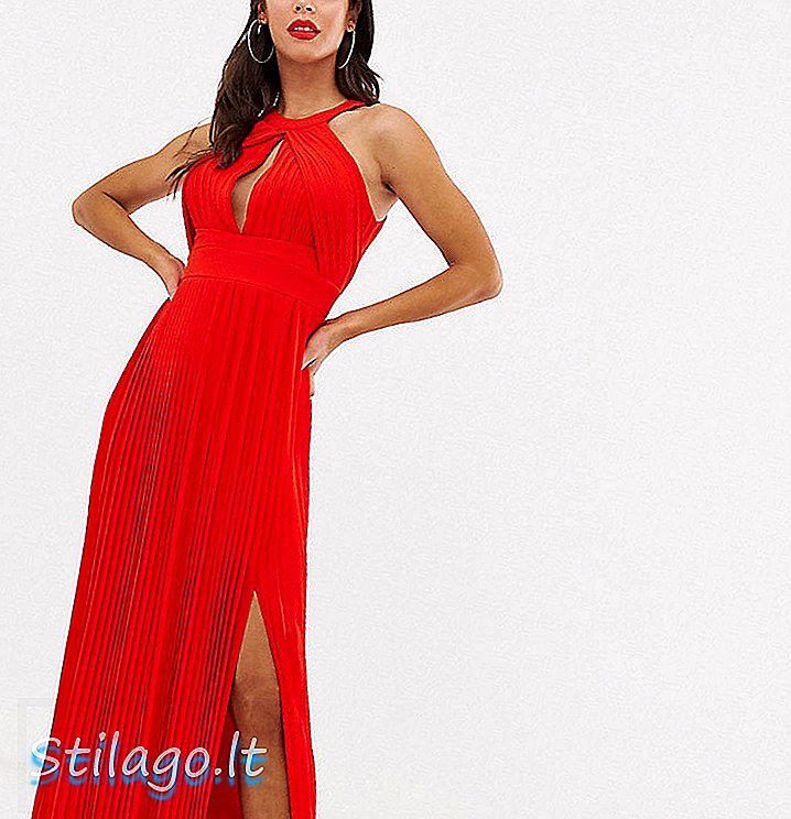 „TFNC Tall“ plisuota maxi suknelė raudona spalva