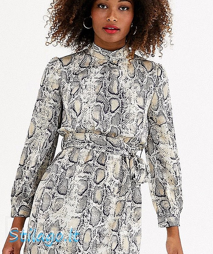 „Zibi London“ gyvatės atspausdinta aukšto kaklo mini suknelė - pilka