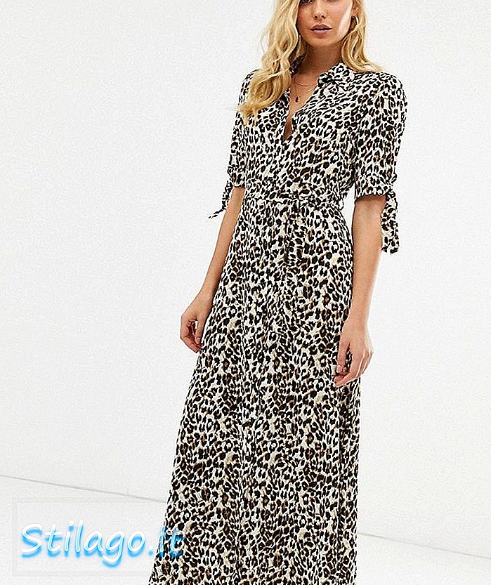 Zibi London leopard print maxi krekla kleita-Multi