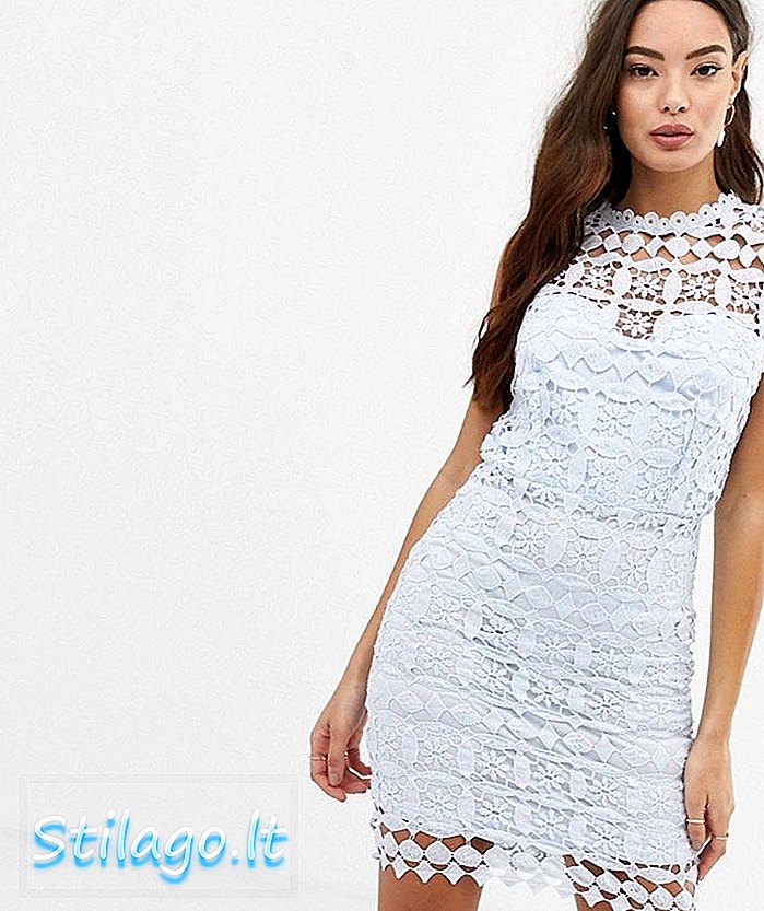 Girl In Mind mini dress crochet lace-Biru