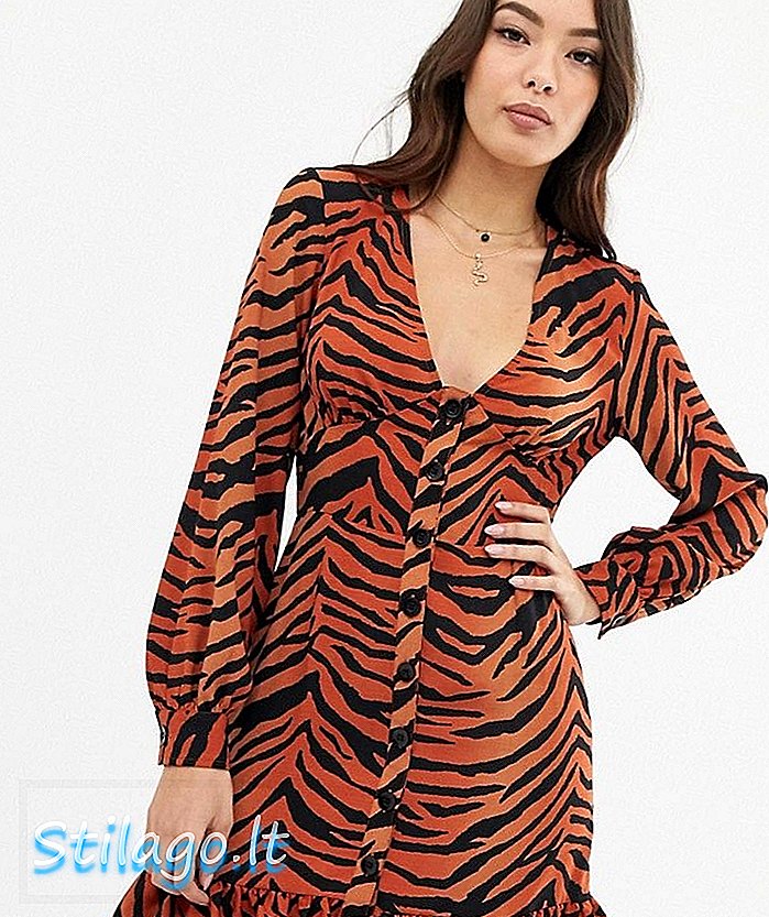 ASOS DESIGN tipka preko klizačkih mini haljina s potpunim potiskom u tigrastom print-Multi