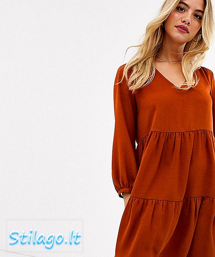 New Look daudzpakāpju smēķēšanas kleita ar rūsganu-oranžu