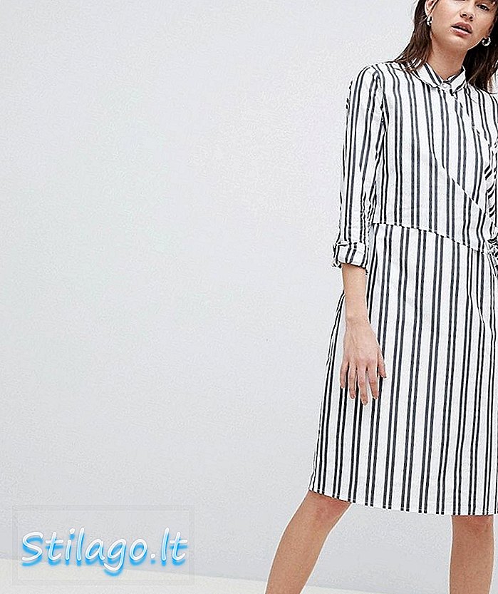 Baju mini wrap dress Femme striped pilihan - Multi
