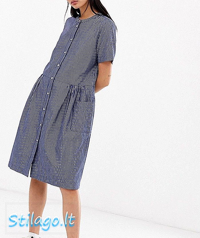 Seçilmiş Femme çizgili yakasız mini elbise-Multi