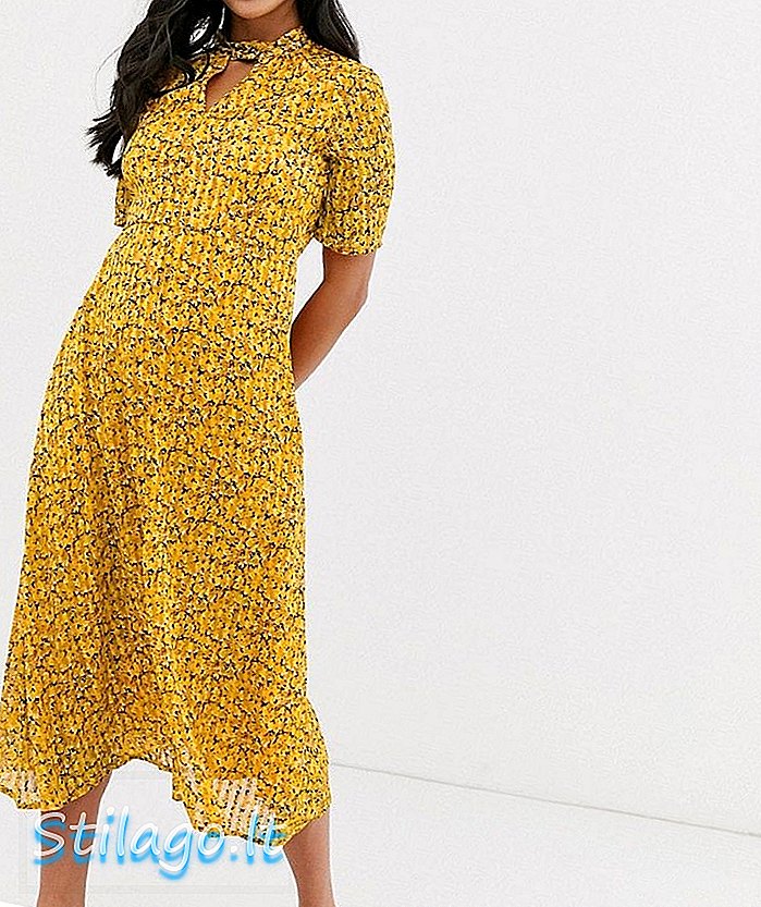 Y.A.S Petite vestido midi floral com detalhe de pescoço-Multi