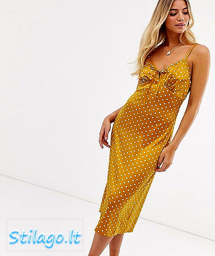 Vestito midi Moon River a pois-Giallo