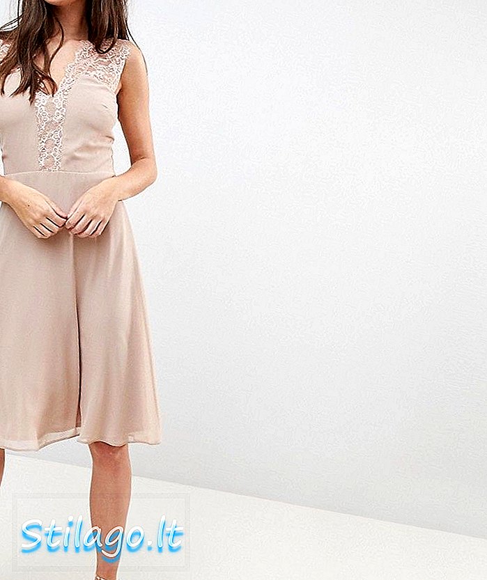 Elise Ryan Midi obleka s čipkami detajl-rjava