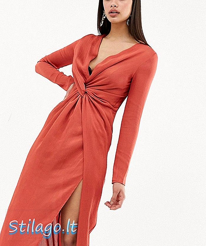 Club L maxi-jurk met satijndetail, rood